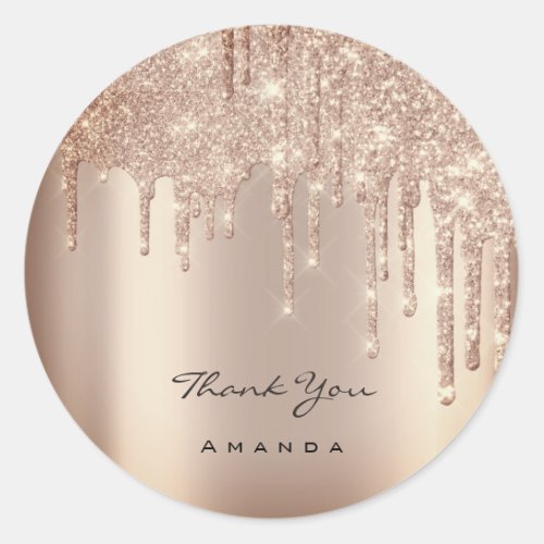 Thank You Name 16th Bridal Rose Glitter Spark VIP Classic Round Sticker