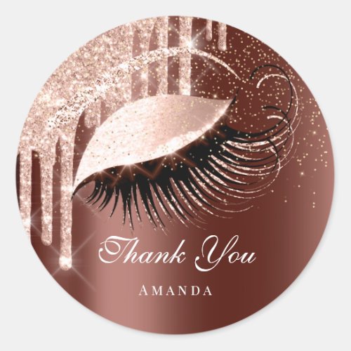 Thank You Name 16th Bridal Rose Gold Confetti Classic Round Sticker