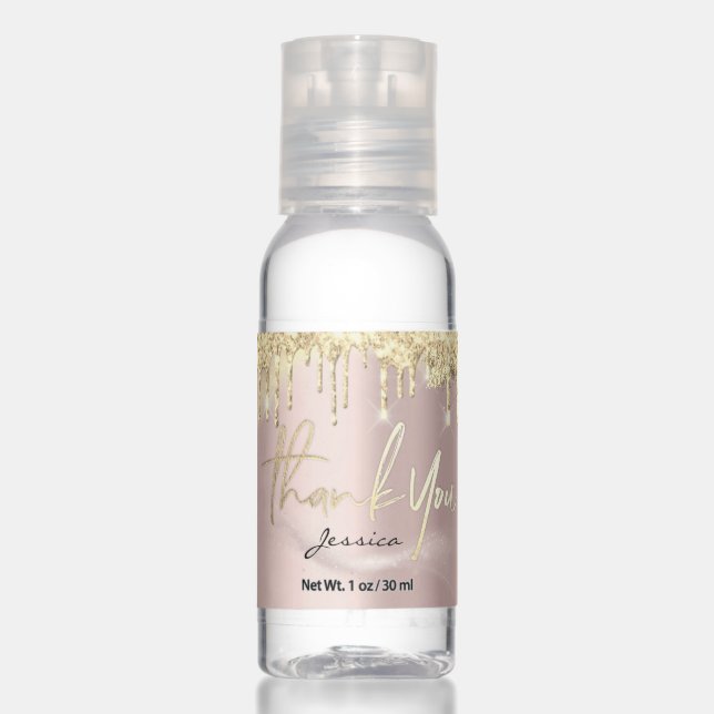 Thank You Name 16th Bridal Rose Gold Quinceanera Hand Sanitizer (Front)