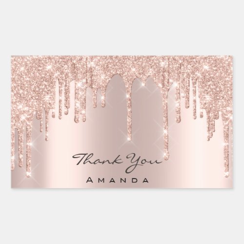 Thank You Name 16th Bridal Rose Gold Spark Rectangular Sticker