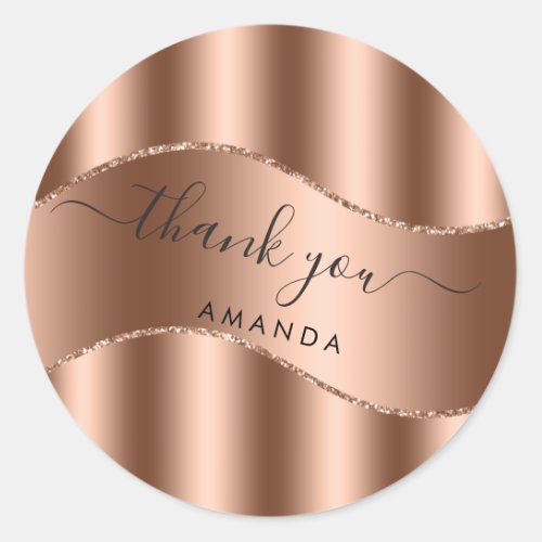 Thank You Name 16th Bridal Rose Gold Wedding Favor Classic Round Sticker
