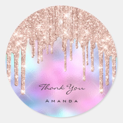 Thank You Name 16th Bridal Rose Holograph Classic Round Sticker