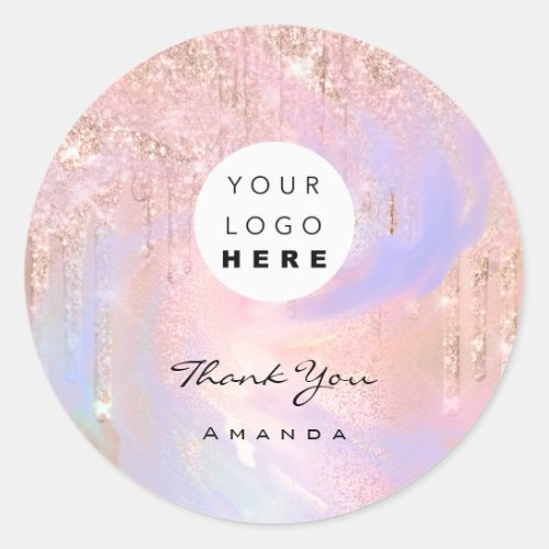 Thank You Name 16th Bridal Rose Holograph Qr Logo Classic Round Sticker