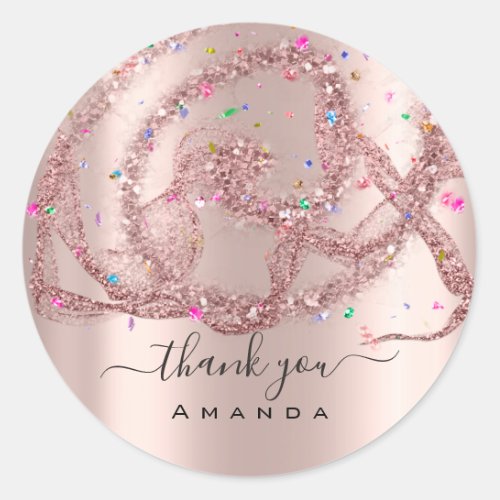 Thank You Name 16th Bridal Rose Modern Confetti Classic Round Sticker