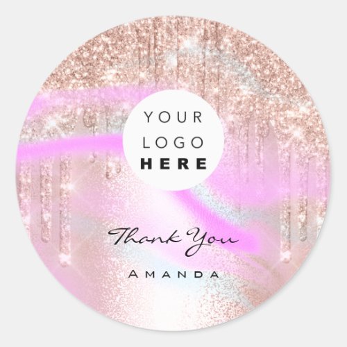 Thank You Name 16th Bridal Rose Pink Logo QR Code Classic Round Sticker