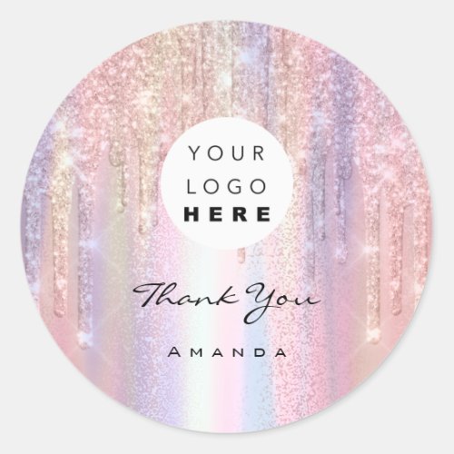 Thank You Name 16th Bridal Rose QrCode Holograph Classic Round Sticker
