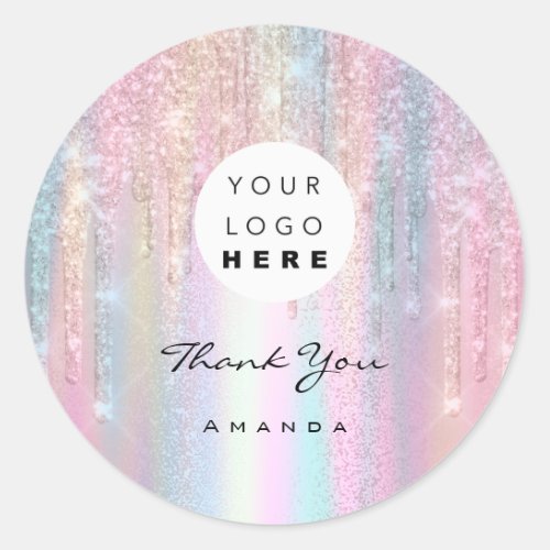 Thank You Name 16th Bridal Rose QrCode Holographic Classic Round Sticker