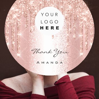 Thank You Name 16th Bridal Rose Rose Logo Qr Code Classic Round Sticker by luxury_luxury at Zazzle