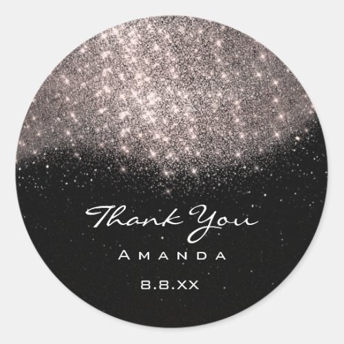 Thank You Name 16th Bridal Rose Sand Black Classic Round Sticker