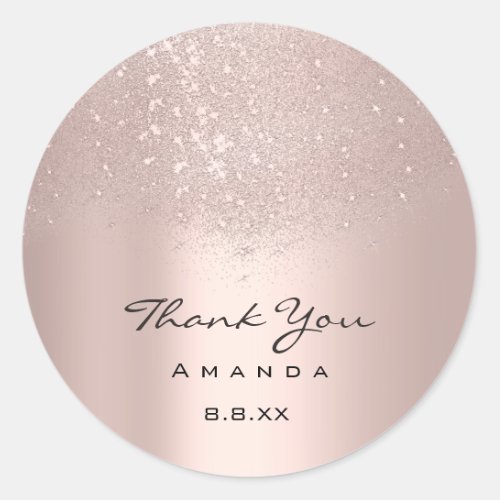 Thank You Name 16th Bridal Rose Sand Minimal Classic Round Sticker