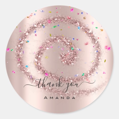 Thank You Name 16th Bridal Rose Spark Confetti Classic Round Sticker