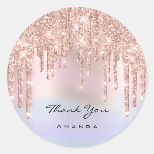 Thank You Name 16th Bridal Rose Spark  Holograph Classic Round Sticker