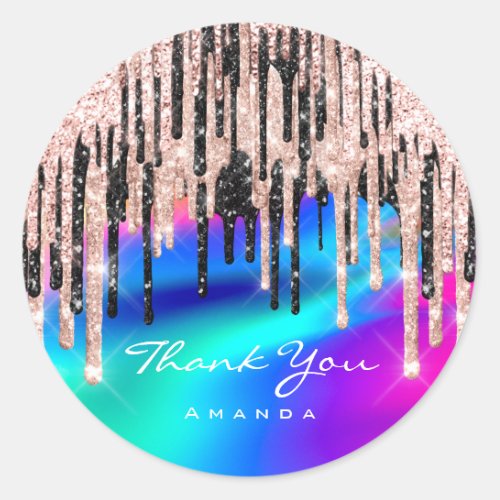 Thank You Name 16th Bridal Shower Holographic Classic Round Sticker