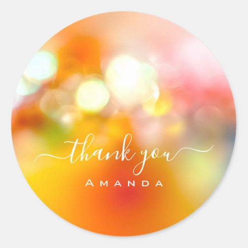 Thank You Name 16th Bridal Shower Pink Ombre Classic Round Sticker