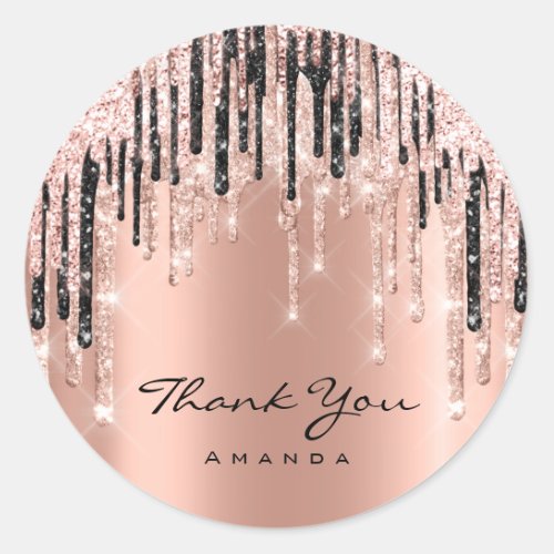 Thank You Name 16th Bridal Shower Rose Copper Classic Round Sticker