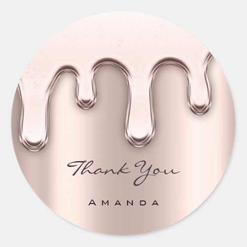 Thank You Name 16th Bridal Shower Rose Drip Classic Round Sticker