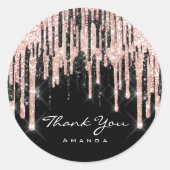 Thank You Name 16th Bridal Shower Rose Glitter Classic Round Sticker (Front)
