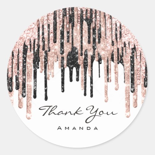 Thank You Name 16th Bridal Shower Rose Glitter Classic Round Sticker