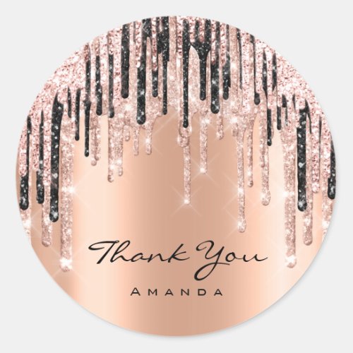 Thank You Name 16th Bridal Shower Rose Gold Classic Round Sticker