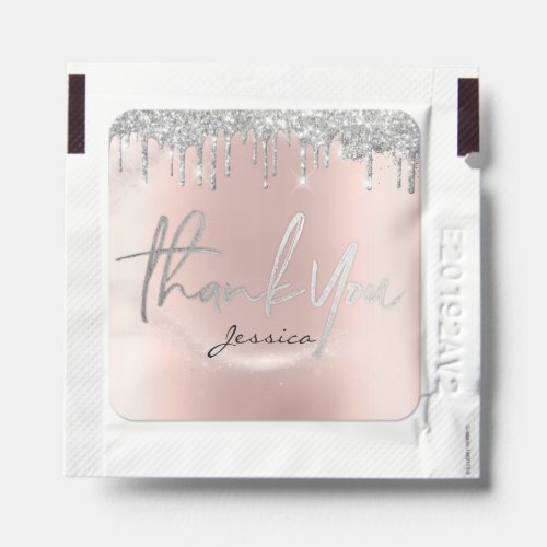 Thank You Name 16th Bridal Silver Glitter Spark Hand Sanitizer Packet