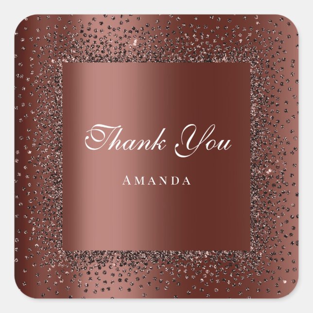 Thank You Name 16th Bridal Wedding Brown Square Sticker (Front)