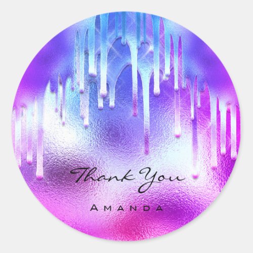 Thank You Name 16th Bride Holographic Drips Classic Round Sticker