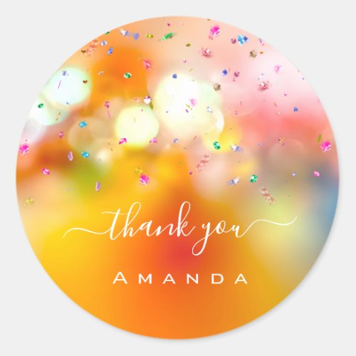 Thank You Name 16th Bride Unicorn Crystals Rainbow Classic Round Sticker