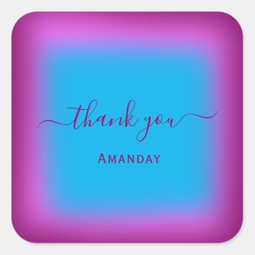 Thank You Name Blue  Berry Favor Small Business Square Sticker