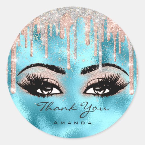 Thank You Name Confetti Rose Glitter Eyelash Ocean Classic Round Sticker