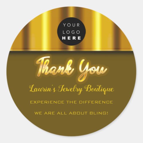 Thank You Name Custom Custom Logo Gold Mustard  Classic Round Sticker