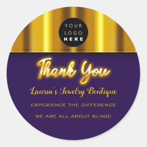 Thank You Name Custom Custom Logo Gold Plum Navy Classic Round Sticker