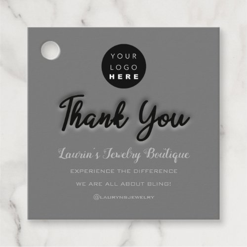 Thank You Name Custom Custom Logo Grey QR Code  Favor Tags