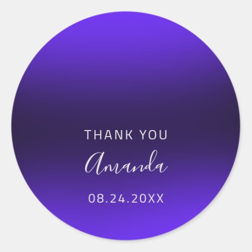 Thank You Name Date Sweet 16th Wedding Blue Navy Classic Round Sticker