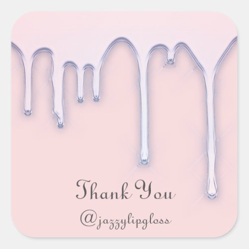 Thank You Name Drip Blue Pastel Blue  Rose Square Sticker