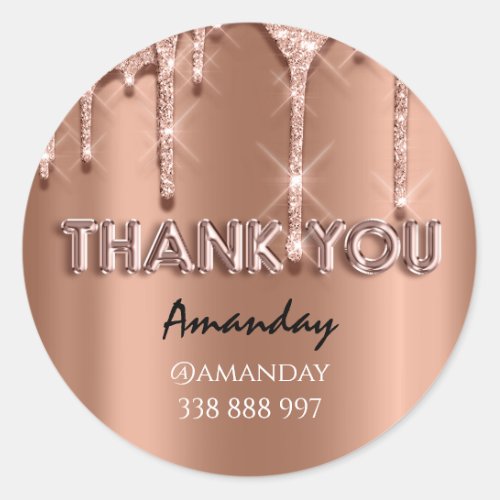 thank you Name Drips Rose Instagra Cooper gold Classic Round Sticker