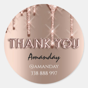 thank you Name Drips Rose Instagra rose Classic Round Sticker