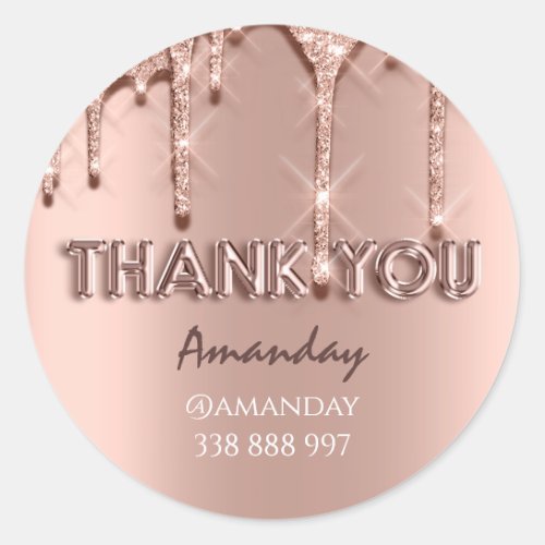 thank you Name Drips Rose Instagra rose Classic Round Sticker