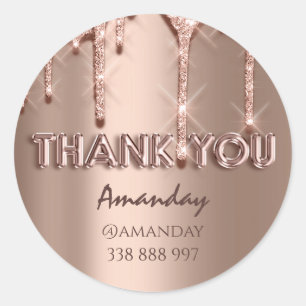 thank you Name Drips Rose Instagra web page Classic Round Sticker
