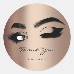 Thank You Name Eyelash Logo Rose Classic Round Sticker