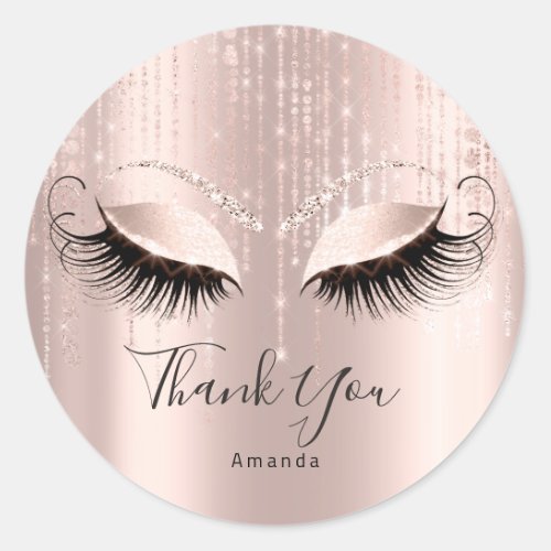 Thank You Name Eyelash Rose Bridal Sweet 16th Classic Round Sticker