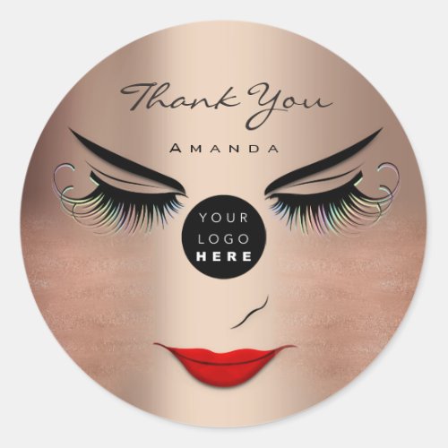 Thank You Name Eyelash Sweet 16th PinkLogo Qr Code Classic Round Sticker