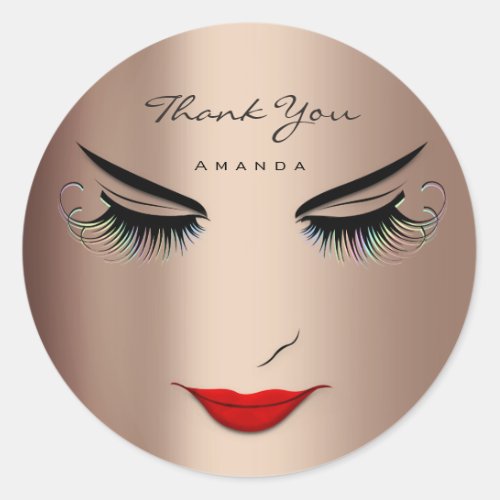 Thank You Name Eyelash Sweet 16th Rose Holograph  Classic Round Sticker