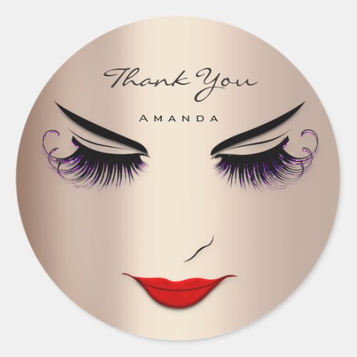 Thank You Name Eyelash Sweet 16th Rose Red Classic Round Sticker