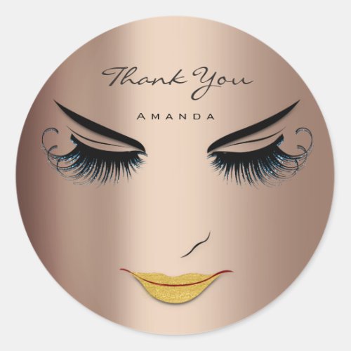 Thank You Name Eyelash Sweet 16th Rose Skinny Classic Round Sticker