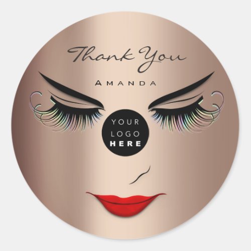 Thank You Name Eyelash Sweet 16th RoseLogo Qr Code Classic Round Sticker