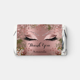 Thank You Name Floral Drips Eyelash Bridal Pink Hershey's Miniatures