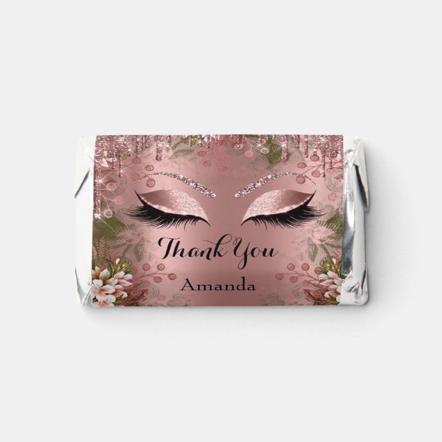 Thank You Name Floral Drips Eyelash Bridal Pink  Hershey's Miniatures (Front)