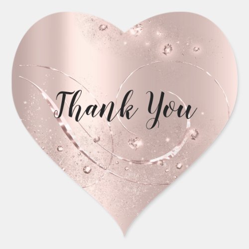 Thank You Name Glitter Rose Bridal Sweet 16th Heart Sticker