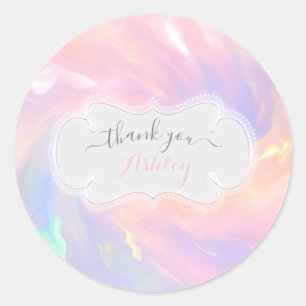 Thank You Name Holographic Baby Shower Birthday Classic Round Sticker