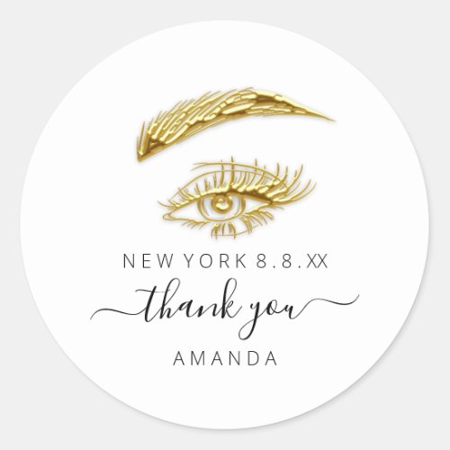 Thank You Name Lashes Microblade Makeup Golden Classic Round Sticker